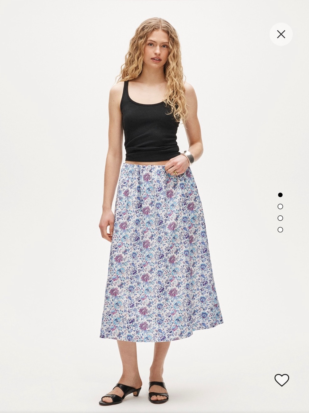 J. Crew pull on midi skirt liberty fabric blue purple floral size s